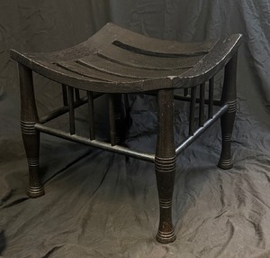 Egyptian Revival Liberty Style Ebonized Oak Thebes Stool. Fine Original Finish. 